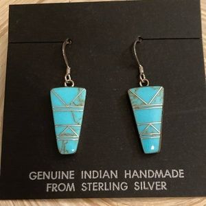 Native American Turquoise Inlay Earrings - New without tags